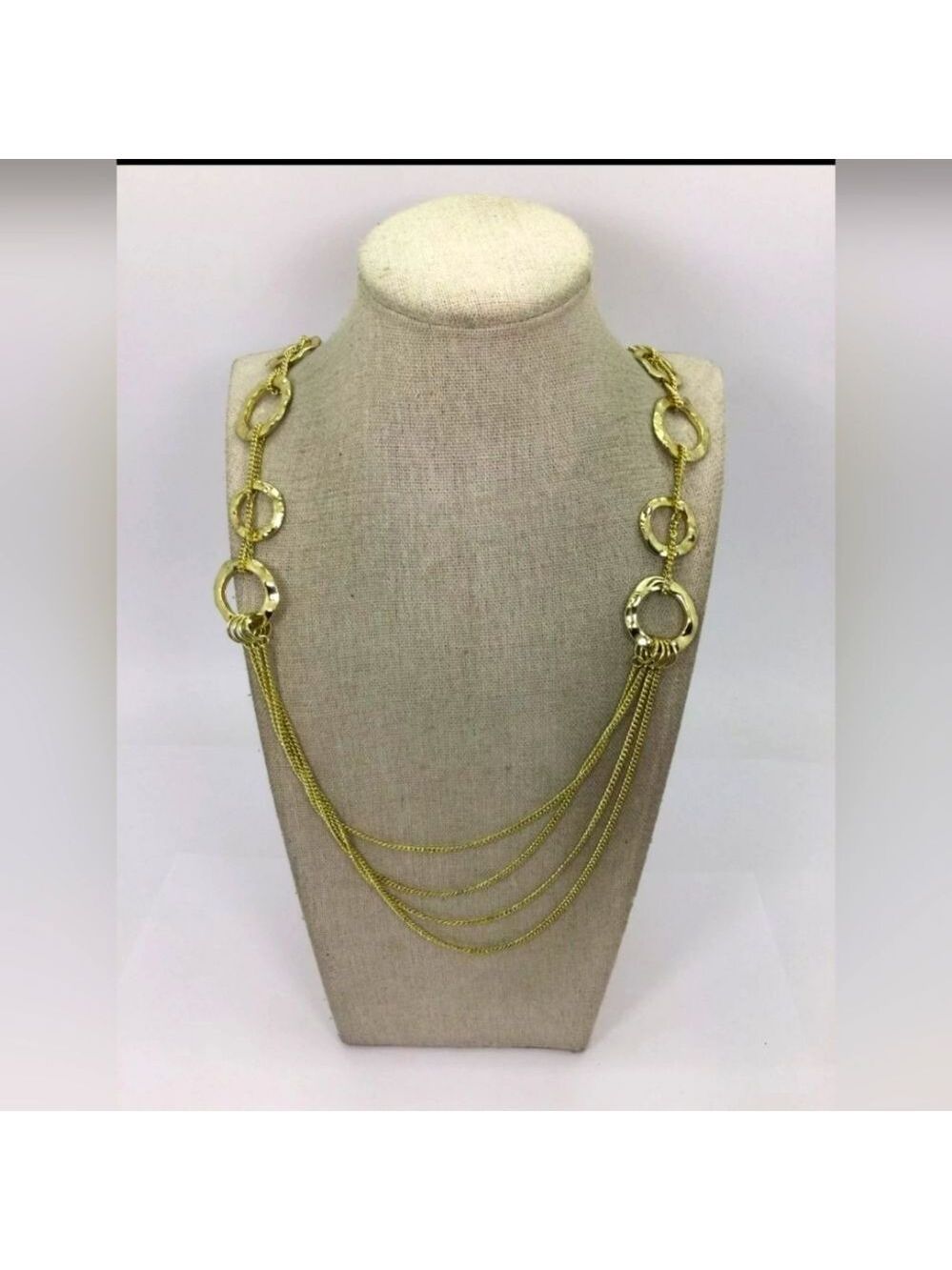 Ann Taylor Yellow Goldtone Textured Multi Strand Necklace  NWT